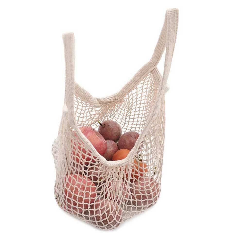 Reusable Net String Shopping Bags Cotton Mesh Produce Bags with Handles Net Bags for Shopper Produce Storage Beach — image 3