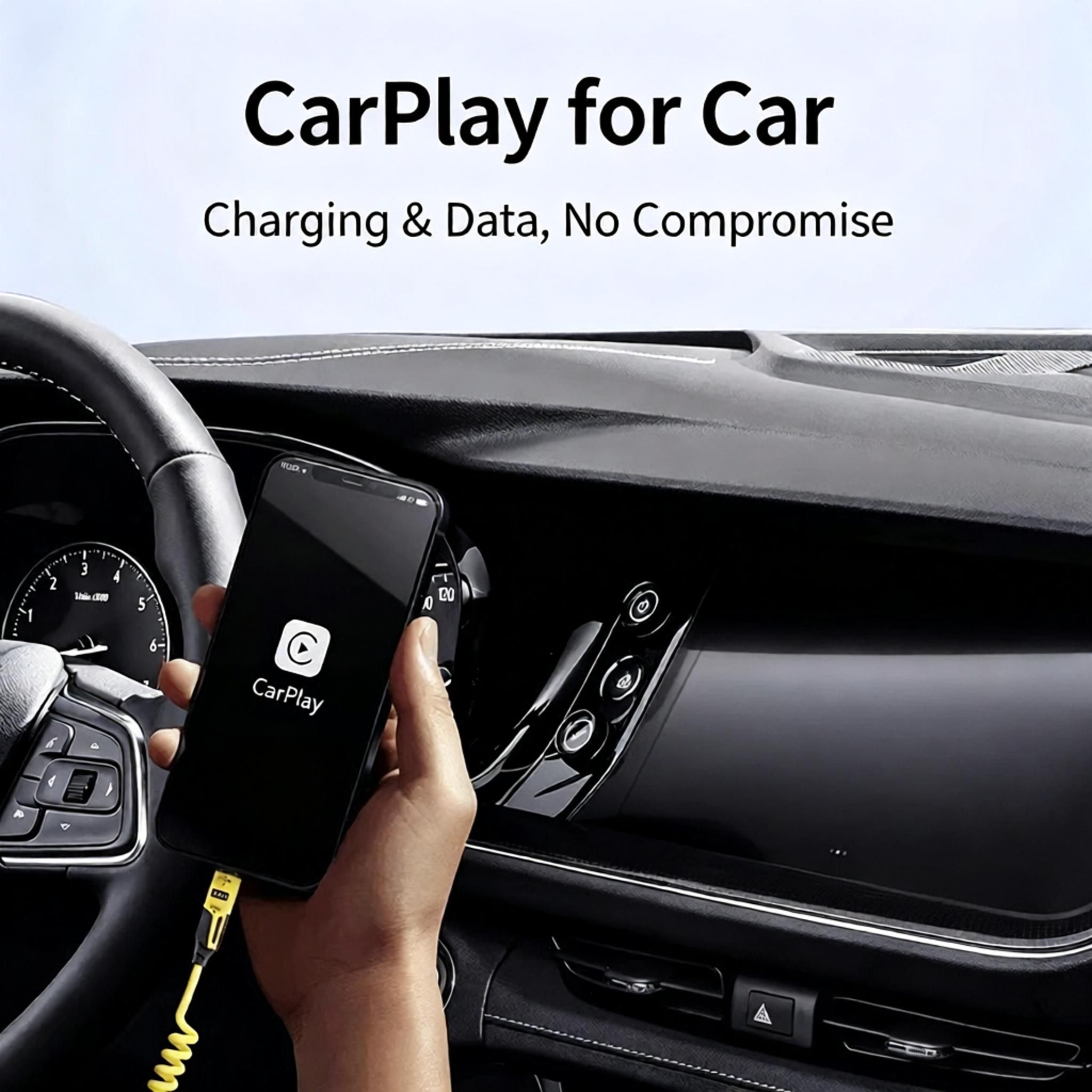 4-in-1 Retractable Spring USB Charging Cable - 65W Multi-Function Carplay Data Cord with 2-in-2 Splitter for Car Office - 1.2M 2-Pack Yellow — image 2