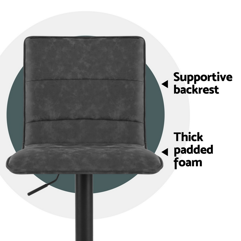 Artiss 4x Bar Stools Gas Lift Vintage Leather Grey — image 5