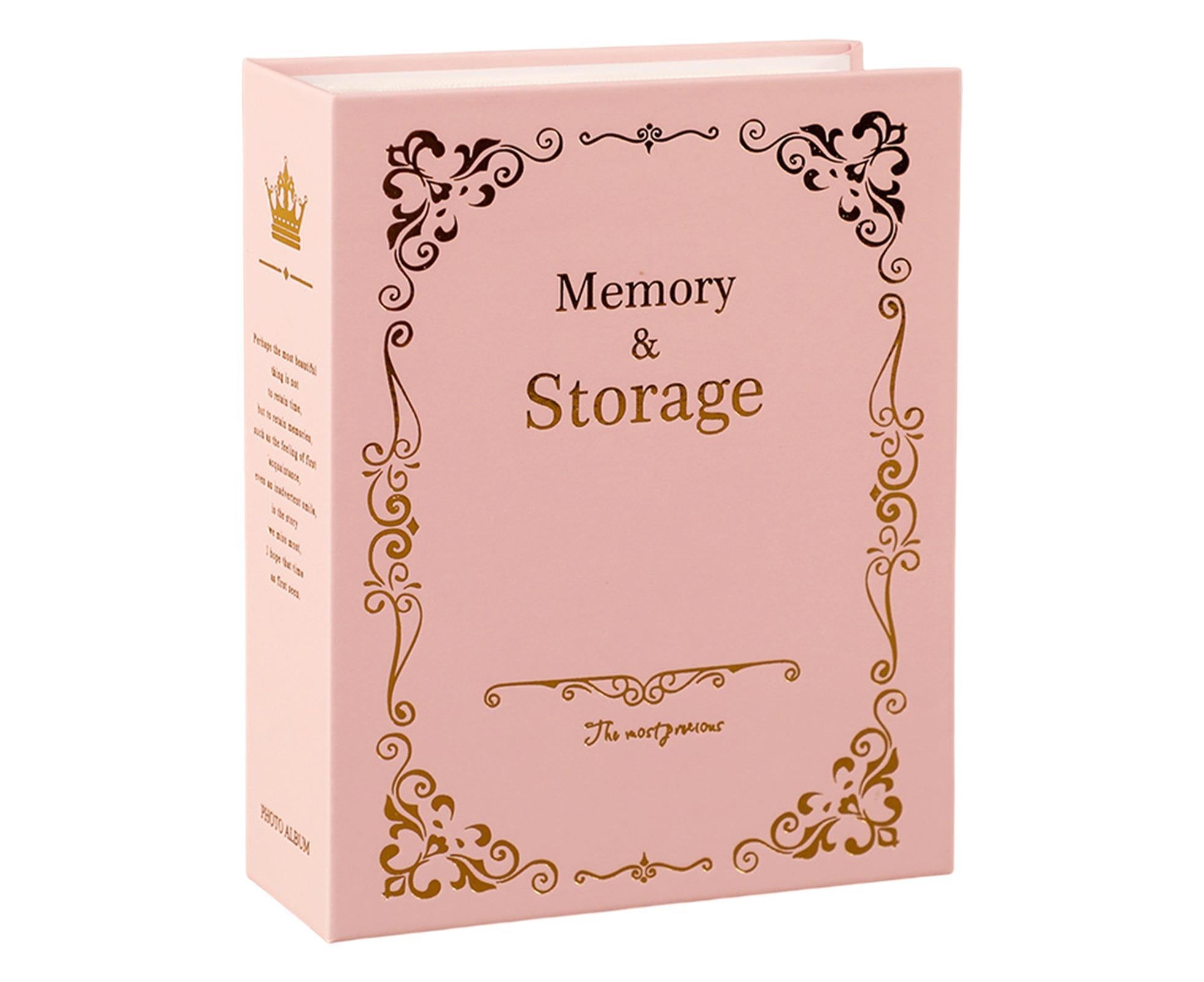 6 Inch Photo Album Bronzing Design Antiging Inserted Type Storing 100 Pockets Family Memory DIY Vintage Picture Album Book Home Supplies - Pink