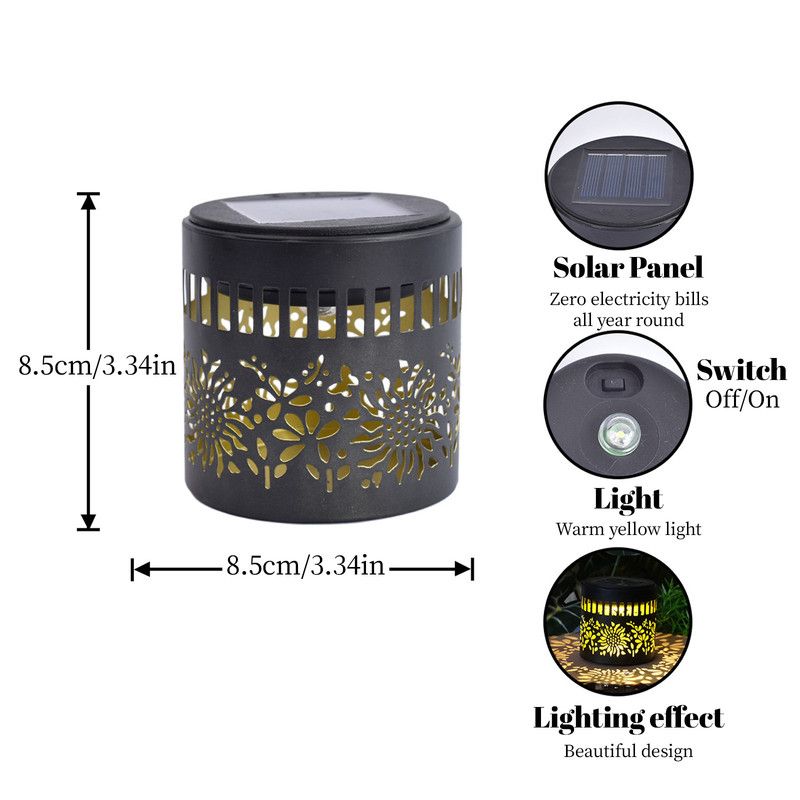 Solar-Powered Wrought Iron Sunflower-Patterned Openwork Projection Light, Courtyard and Garden Mood Light, Outdoor Waterproof Wrought Iron Garden Light, Lawn — image 4