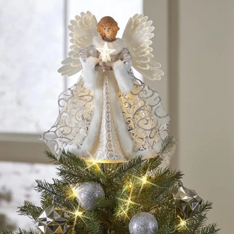 LED Light Up Angel Tree Topper, Lighted Angel Figurine Decoration for Christmas Tree, Mantel, Window and Holiday Display โ image 3