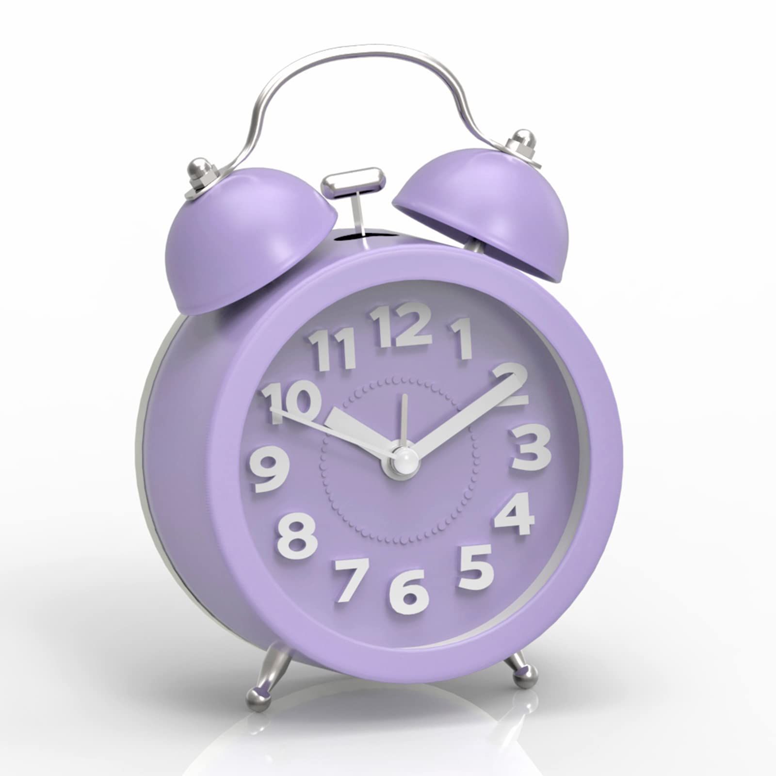 Loud Alarm Clock for Heavy Sleepers Bedrooms, Analog Alarm Clock, Small Alarm Clock, Retro Design for Kids, 3 inch, Purple