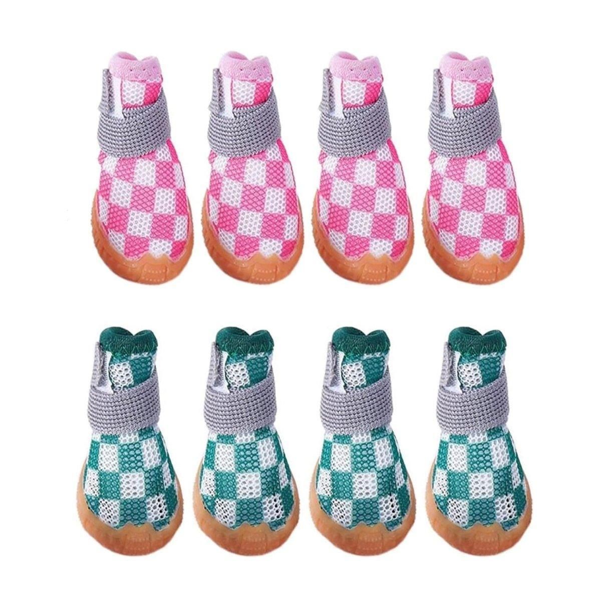4pcs Breathable Mesh Dog Shoes Small Pets Puppy Paw Protection Summer Boots - Green-5 β image 3