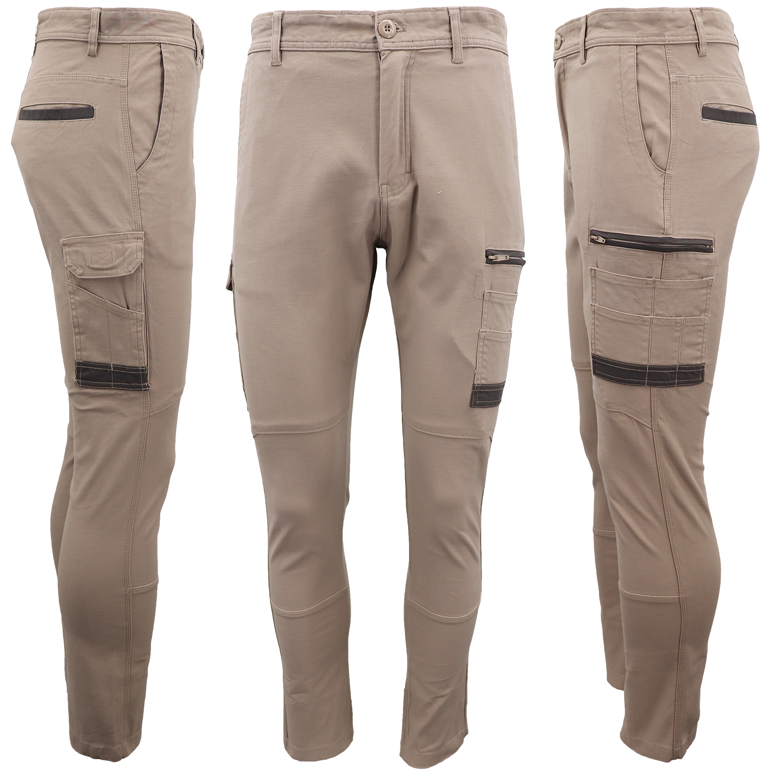 Men's Cotton Drill Cargo Work Pants UPF 50+ 13 Pockets Tradies Workwear Trousers, Khaki, 36 โ image 5