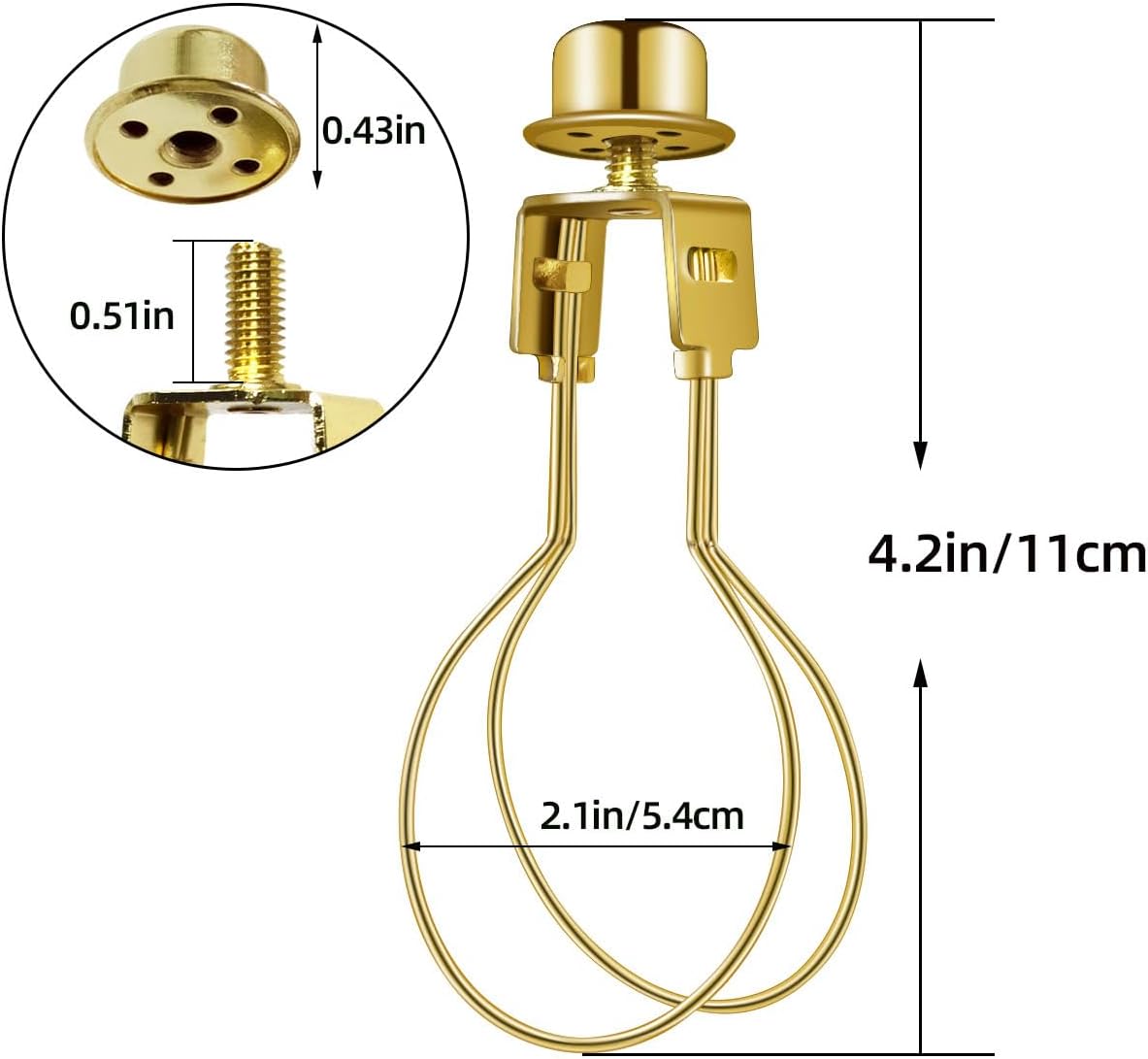 Lamp Holder for Clip-on Light Bulbs with Levellers, Include Finial - DIY Adapter for Shades (1 Pc, Gold) — image 2