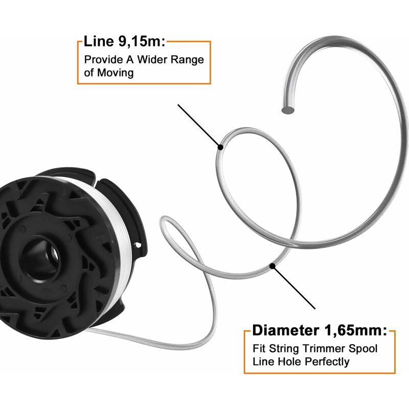 Trimmer Line Spool for Black and Decker Trimmers, 6-pack Trimmer Line Spools with 1 Spool Guard and 1 Spring — image 5