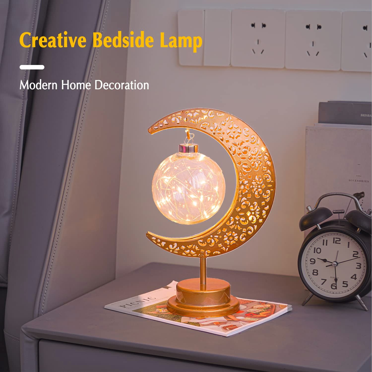 Moon Lamp, Enchanted Lunar Lamp, Ramadan Decorations Lamp for Bedroom, Magic Kids Night Lights, Crescent Moon Light — image 5