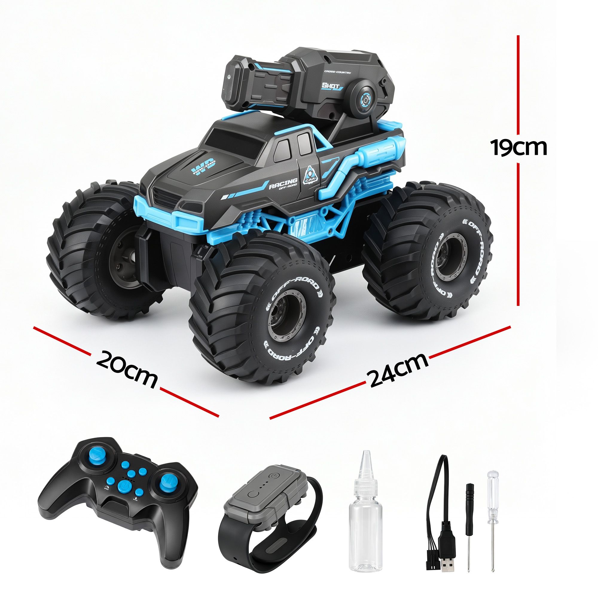Keezi Kids Amphibious 2.4GHz Remote Control Car Boat with Water Spray Blue โ image 2