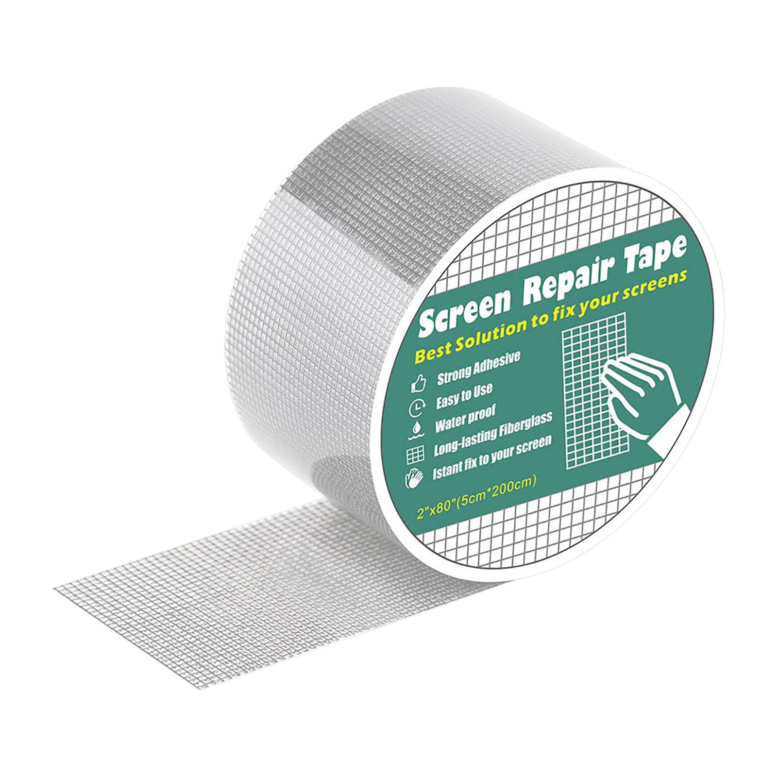 Mosquito Screen Repair Tape, Self-Adhesive Fiberglass Patch for Door & Window Mesh, 5x200cm Strong Fix for Rips & Tears, High-Low Temp Resistant Net Sticker