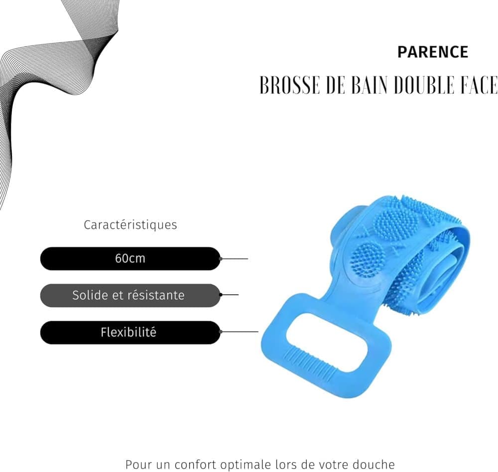 Silicone Body Brush Back Scrubber for Women and Men, Soft Exfoliating Bath Shower Brush with Massage Particles, Blue — image 2
