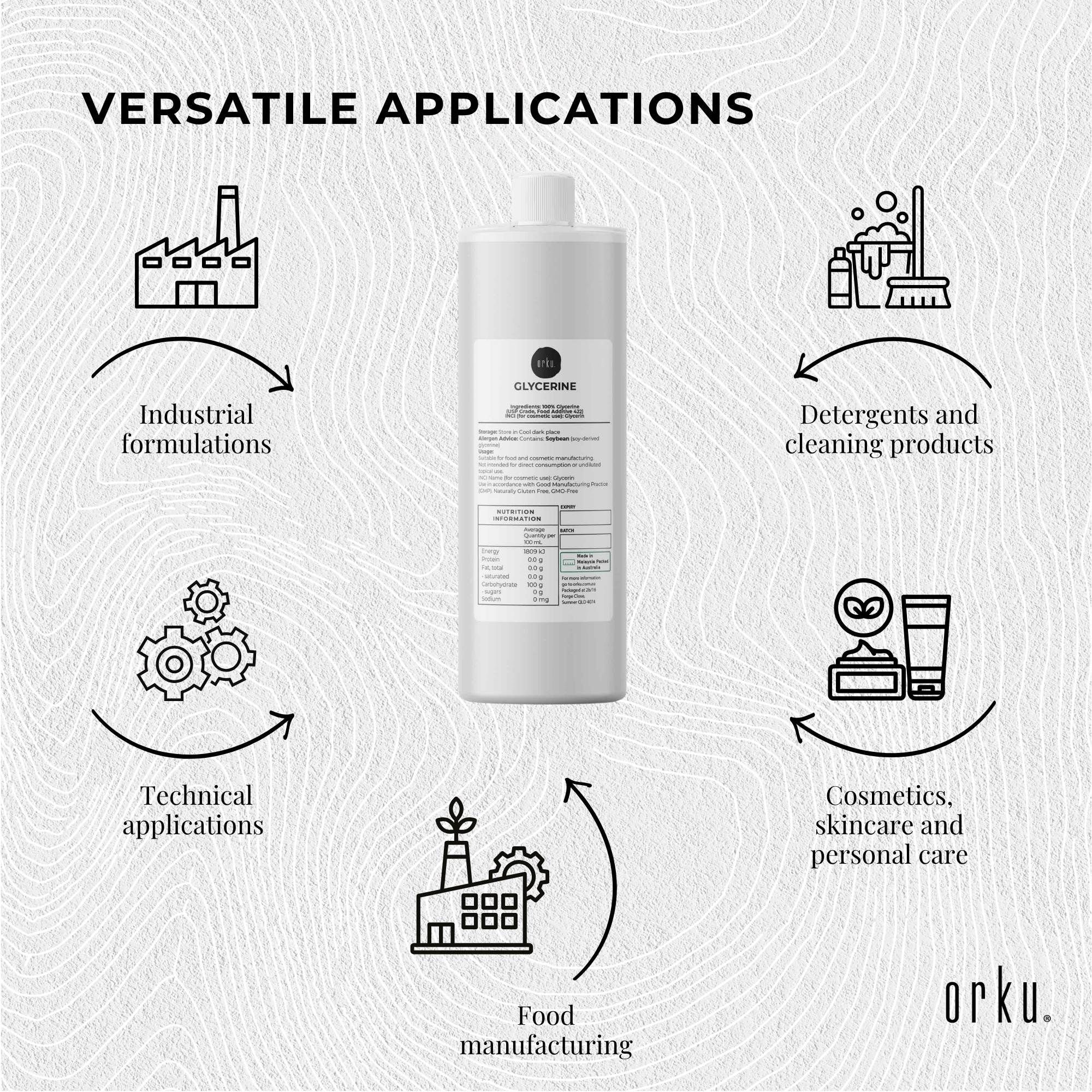 Orku 500mL Glycerine 99.9% Pure USP Food Cosmetic Grade - Vegetable Glycerol — image 3
