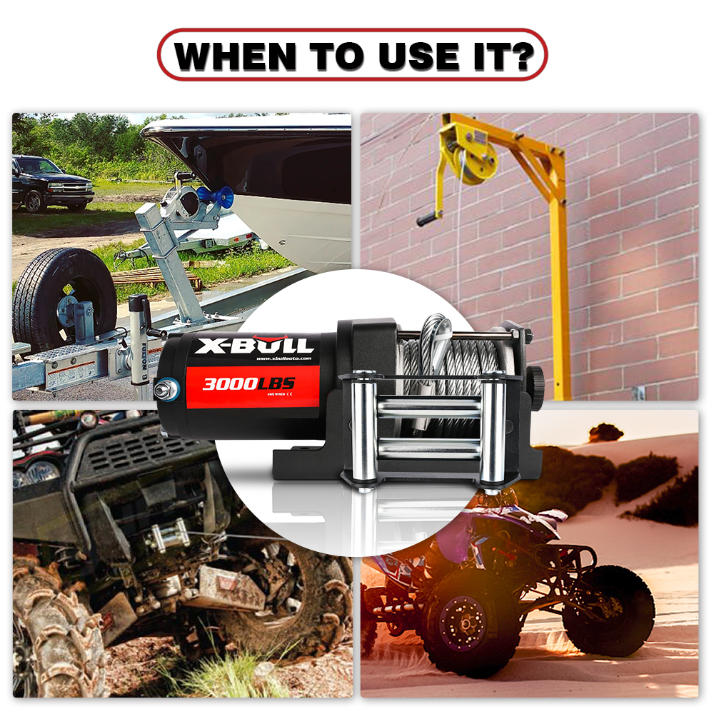X-BULL Electric Winch 3000lbs Steel Wire Cable 12V Boat ATV UTV Winch Trailer 2 Units โ image 3