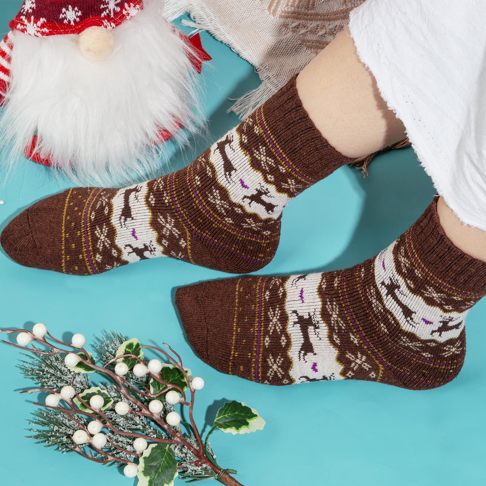 Norwegian Socks - Winter Socks Women - Christmas Socks - Warm Socks - House Socks - Thick Socks - Thermal Socks - Reindeer Motif - Vintage - Retro - Women's โ image 6