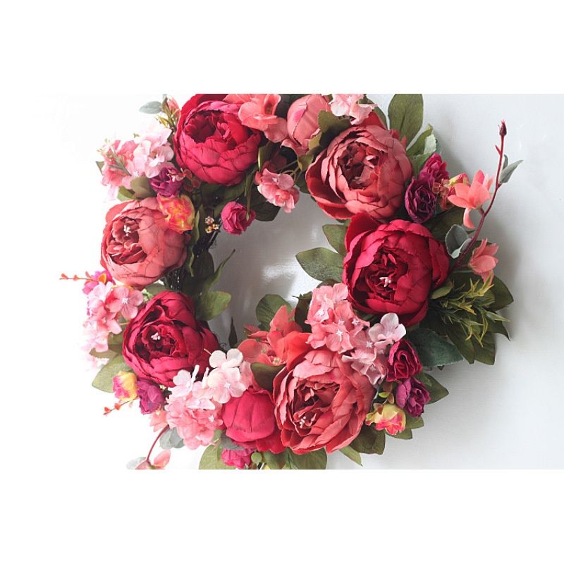 Front Door Wreath 15.7 inch-Peony Flower Spring Wreaths for Front Door Outside - Summer Floral Bud Wreath for Wedding — image 3
