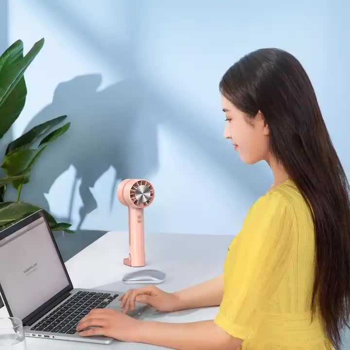 Pink Outdoor Handheld Cooling Fan - Mini Macaron Portable Desk Fan with Carabiner, Ideal for Home, Travel, and Hiking β image 4