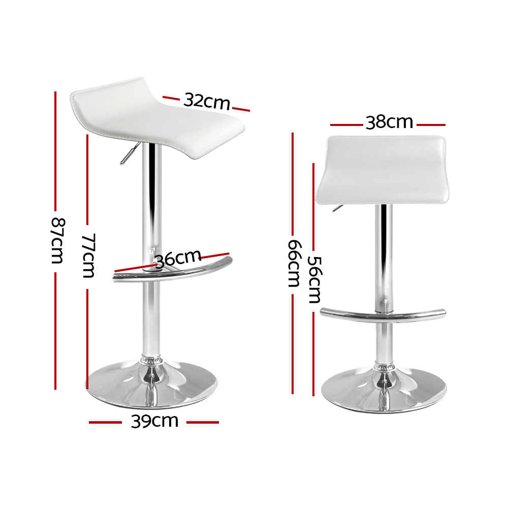 Artiss 2x Bar Stools Adjustable Gas Lift Chairs White — image 2