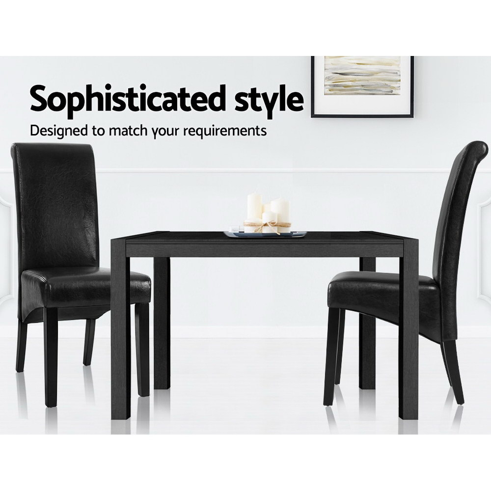 Artiss Dining Chairs Set of 2 Leather Parsons Chair Black — image 5