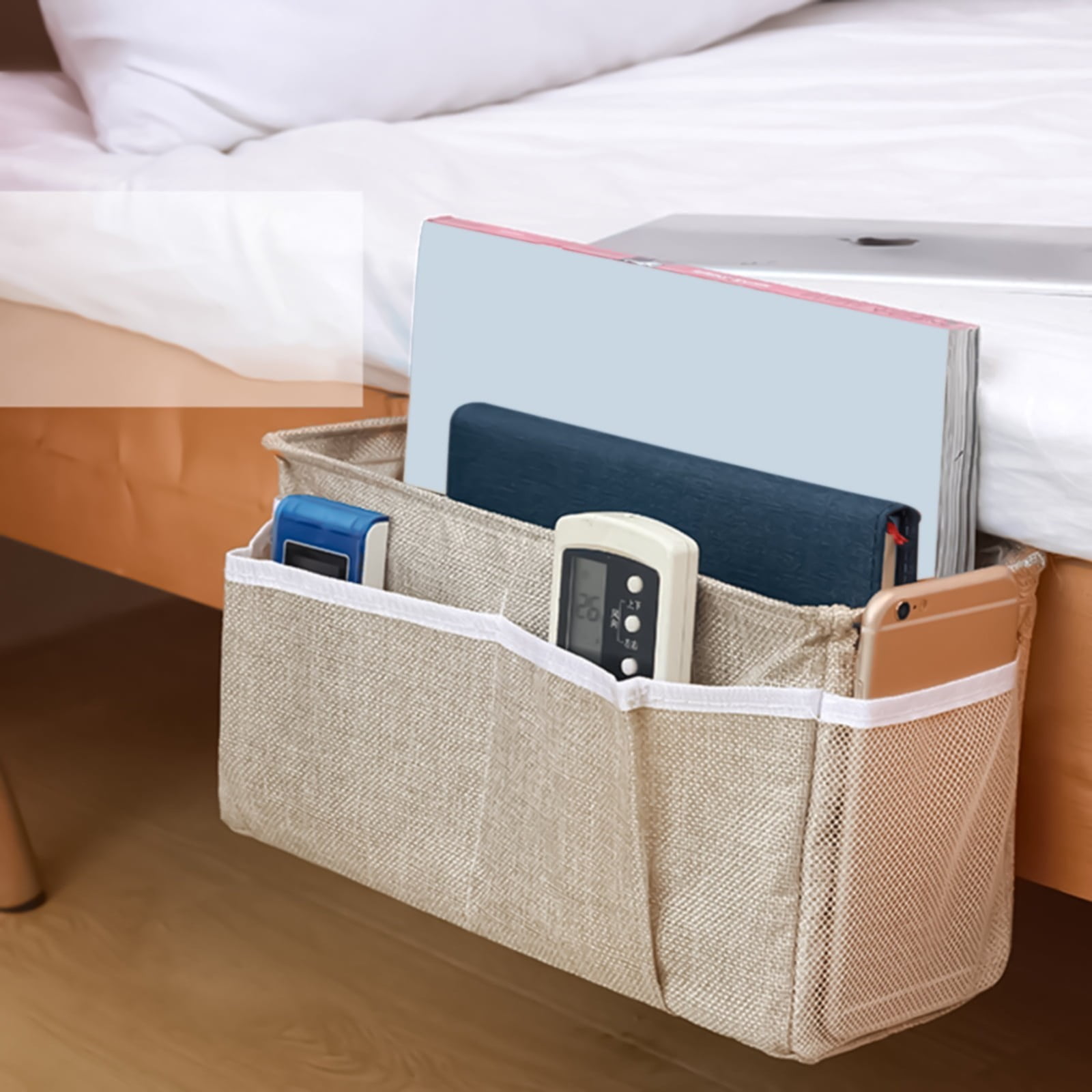 Bedside Caddy, Bedside Storage Bag Hanging Organizer for Bunk and Hospital Beds,Dorm Rooms Bed Rails,Can be Placed, Blue, 31 × 11 × 16 cm — image 4