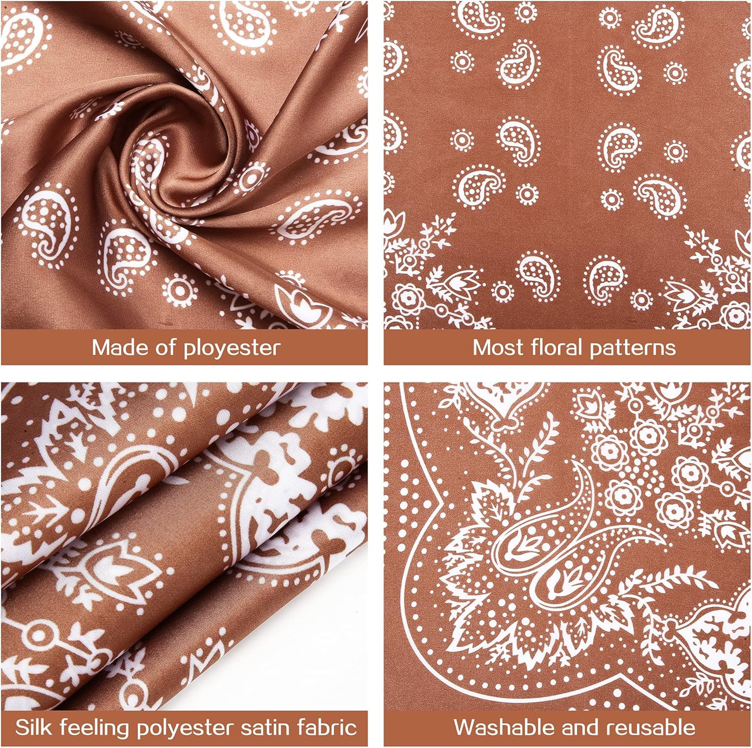 3 Pcs 27.5 Inches Satin Head Scarf Hair Scarf Silk Head Scarf Silk Bandana Silk Hair Wrap Neck Scarf for Women Girls — image 2