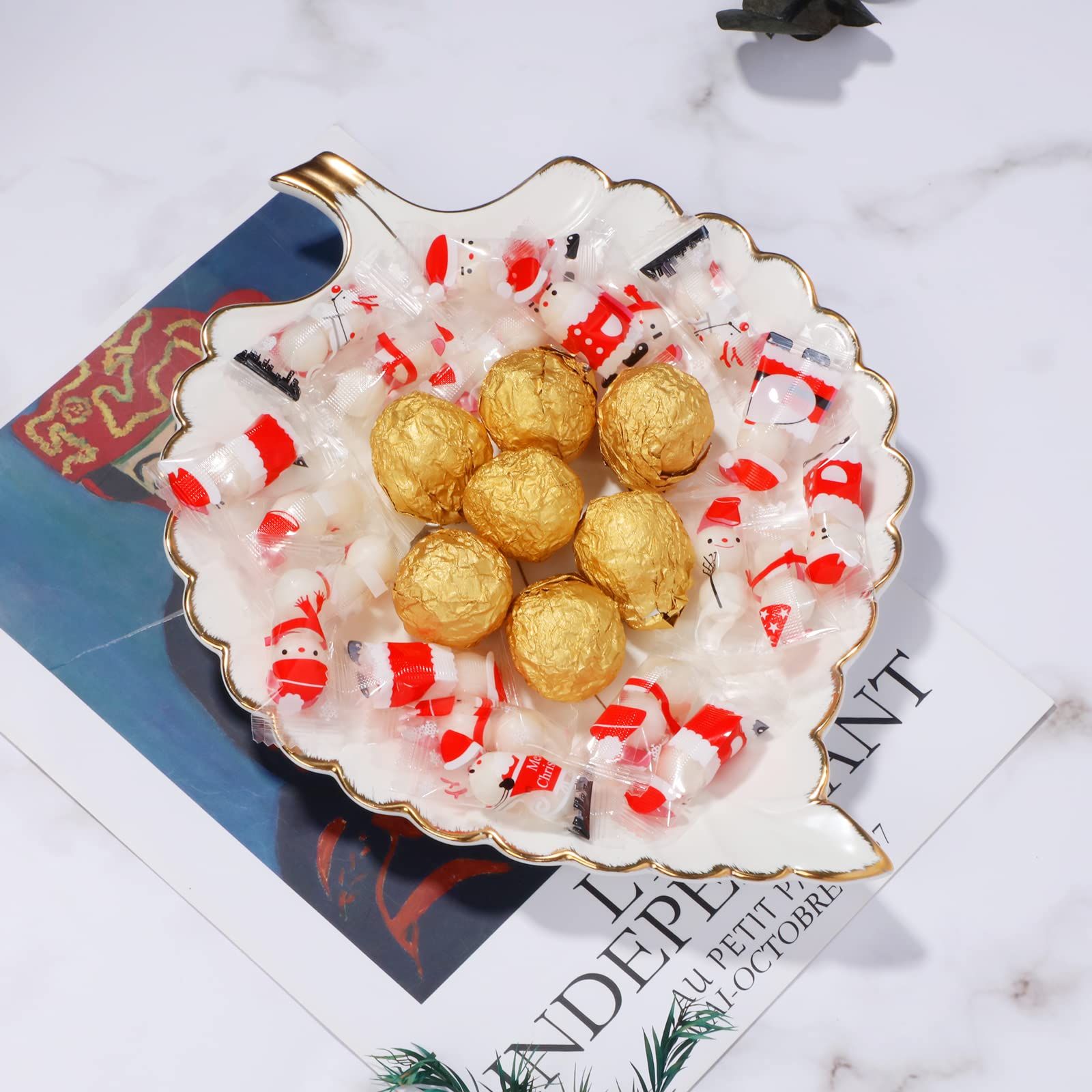 Decorative leaf shaped food plate, snack dessert service platter, party supplies, dinner table decoration, white — image 2