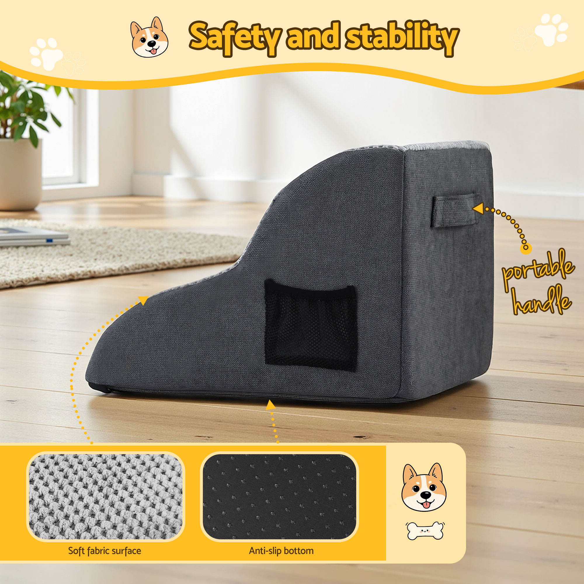 i.Pet Dog Ramp 2 Steps For Small Dogs Bed Sofa Car Foam Non-Slip Pet Cat Stairs โ image 5