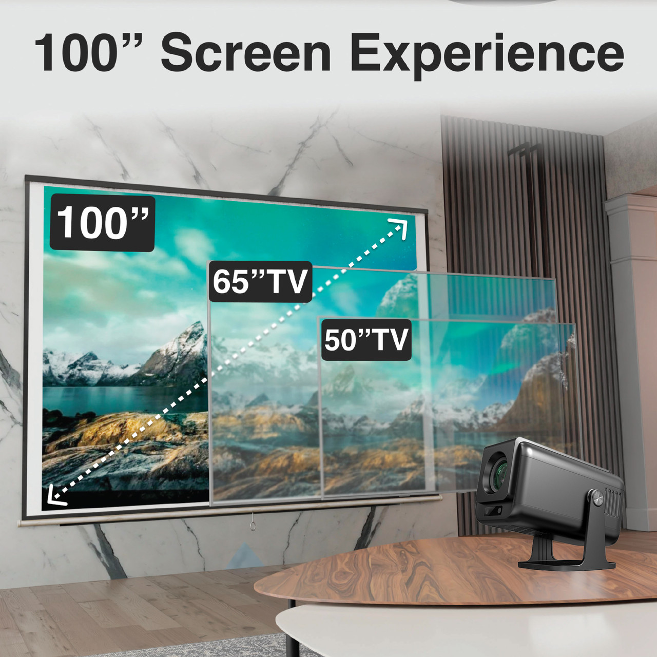 Laser 1080p Android Multi-Angle LED Projector Black โ image 6