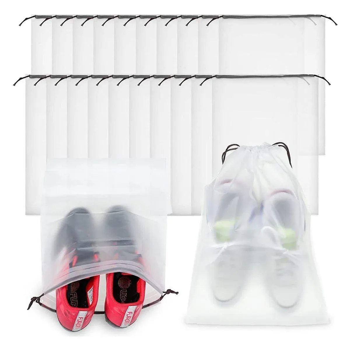 25PCS Portable Travel Shoe Bags Sport Storage Pouch Drawstring Dust Organizer - White-30*35cm โ image 5