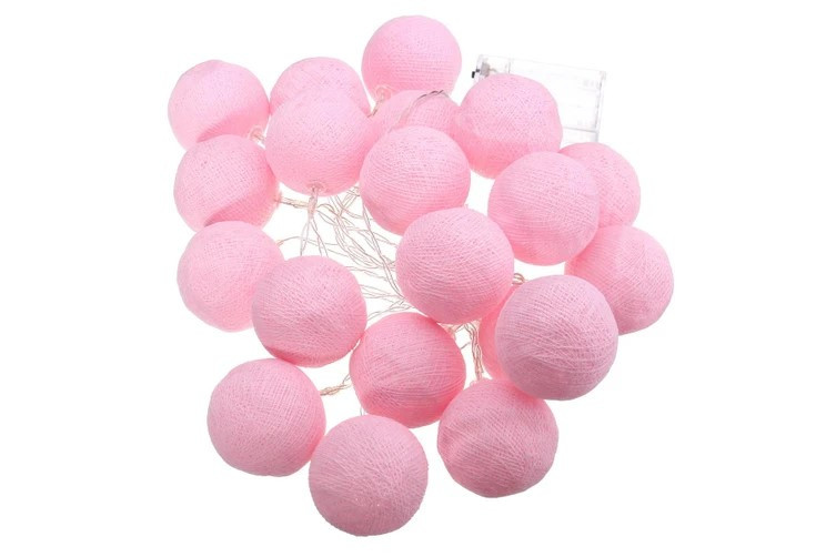 20 Ball Pastel Pink 3m String Light Battery Box 5cm Cotton Ball Christmas Birthday Bbay Girl Special Occasion Decoration โ image 2