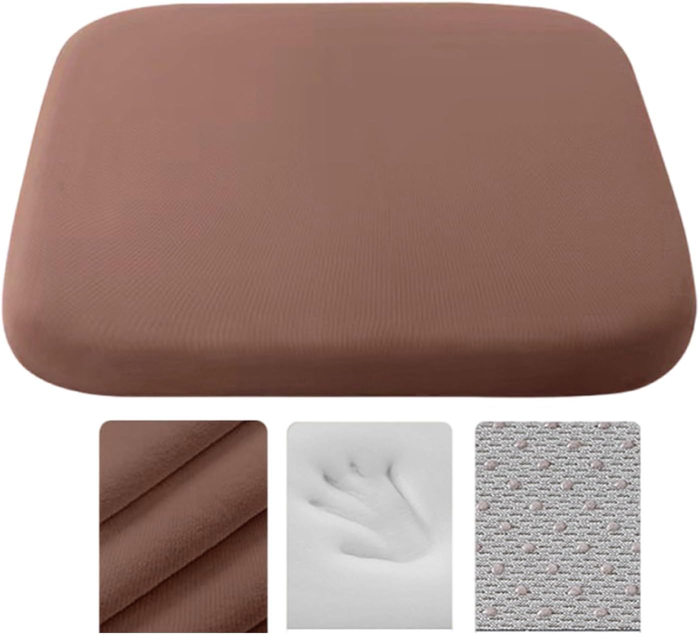 Crystal velvet seat cushion, ergonomic memory foam seat cushion, suitable for cars, comfortable and relieves tailbone pressure-brown 45 × 45 × 4.5cm — image 2