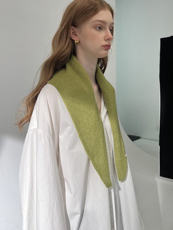 Triangular Knitted Scarf - Soft Acrylic Fabric - As a Scarf, Shawl or Blanket - In Solid Colors - Light Gray โ image 6