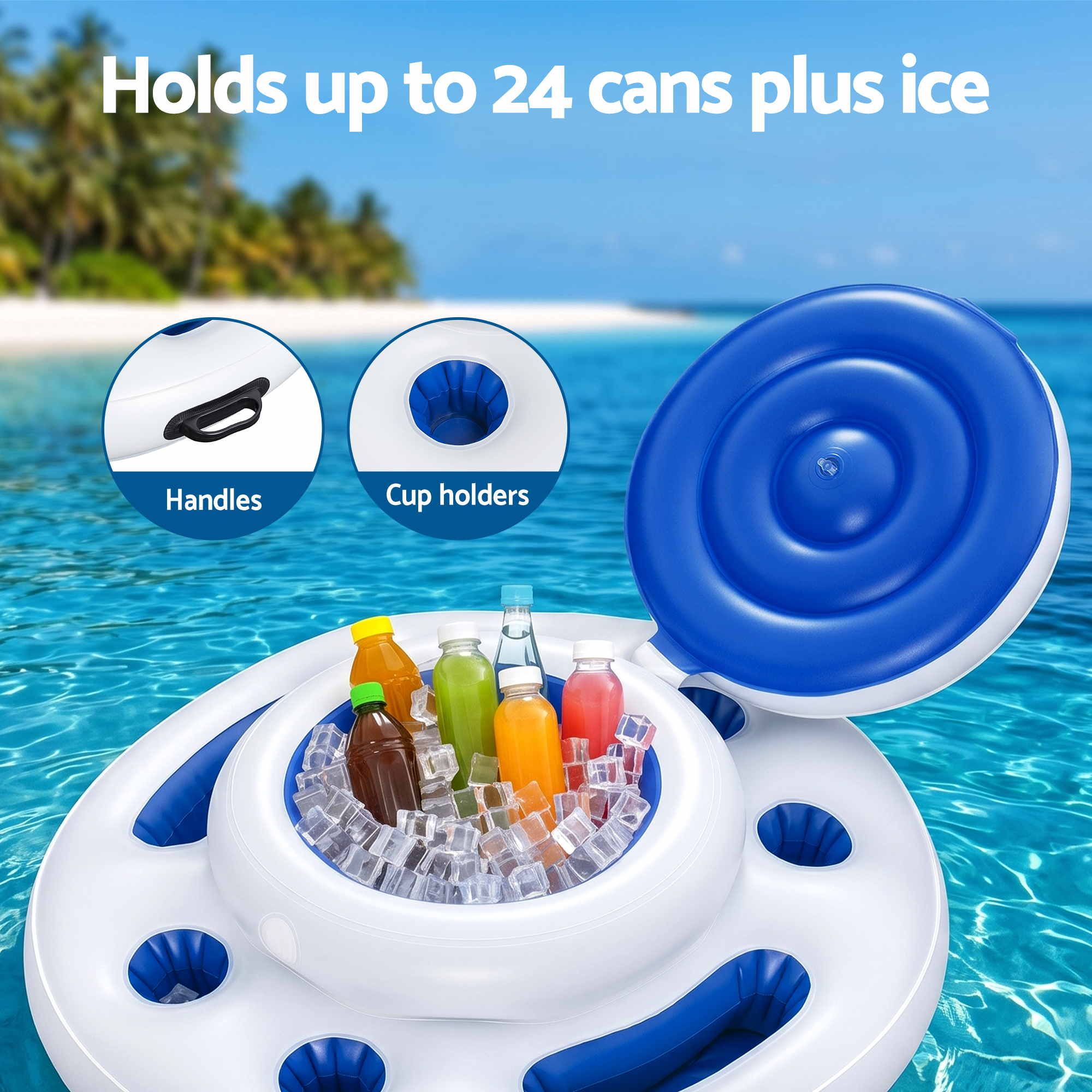 Bestway Inflatable Floating Cooler with Cup Holders for Pool Holds 24 Cans โ image 4