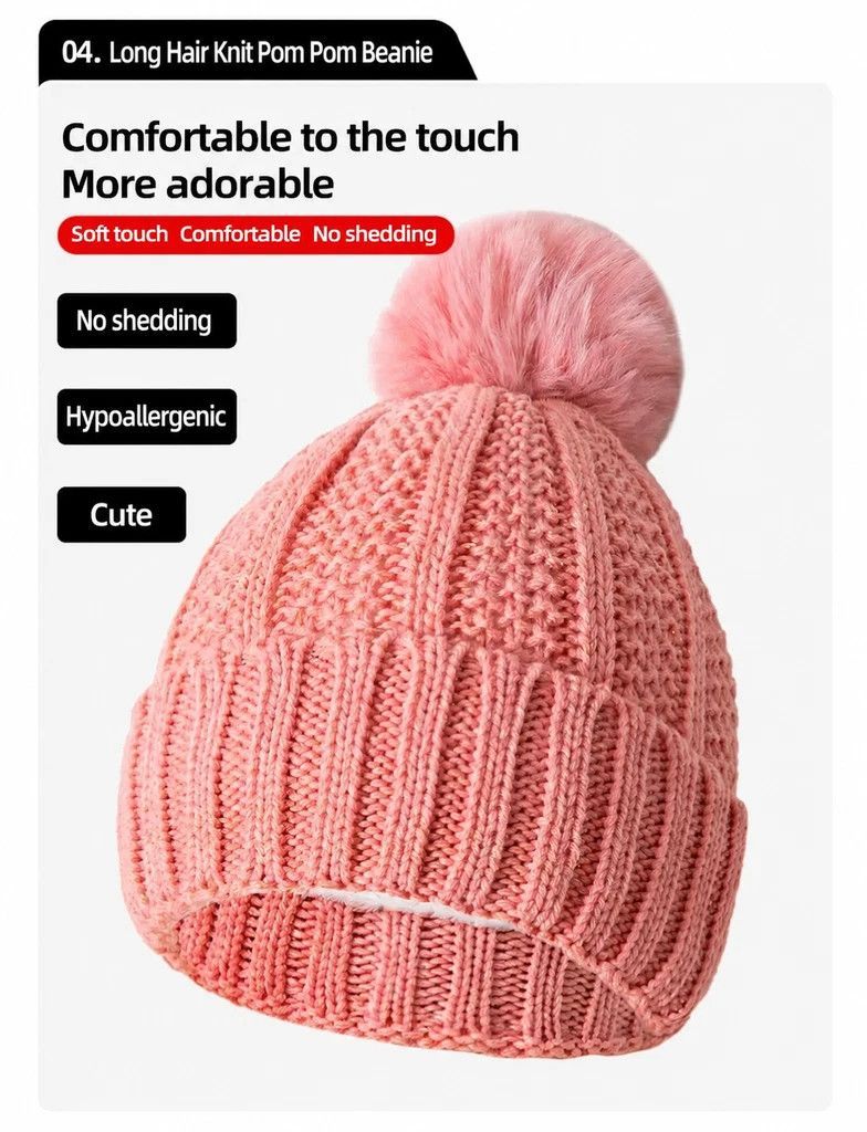 Warm Holiday Ski Essential Plush Lined Knitted Hat 3 Set Beige, Versatile Matching Wear For Ski Adventures — image 6