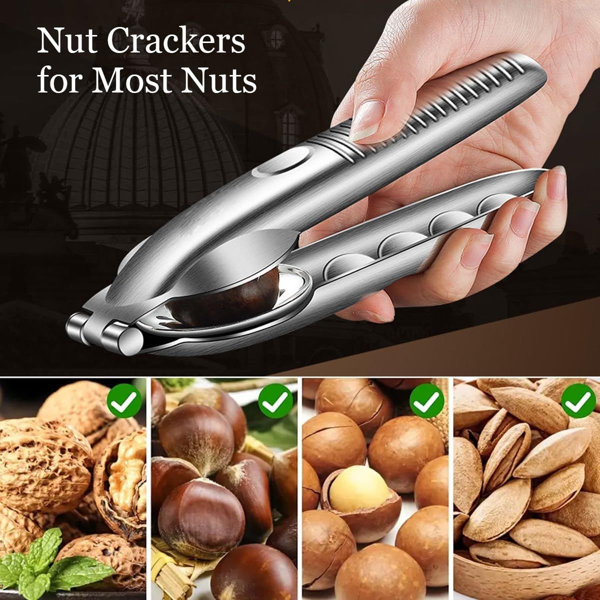 Chestnut Open Clip, Stainless Steel Chestnut Cutter Tool, Kitchen Peeler Clip for Chestnuts, Nut Opener Nut Knife for Pecan Cracker (Silver/2pcs) โ image 3
