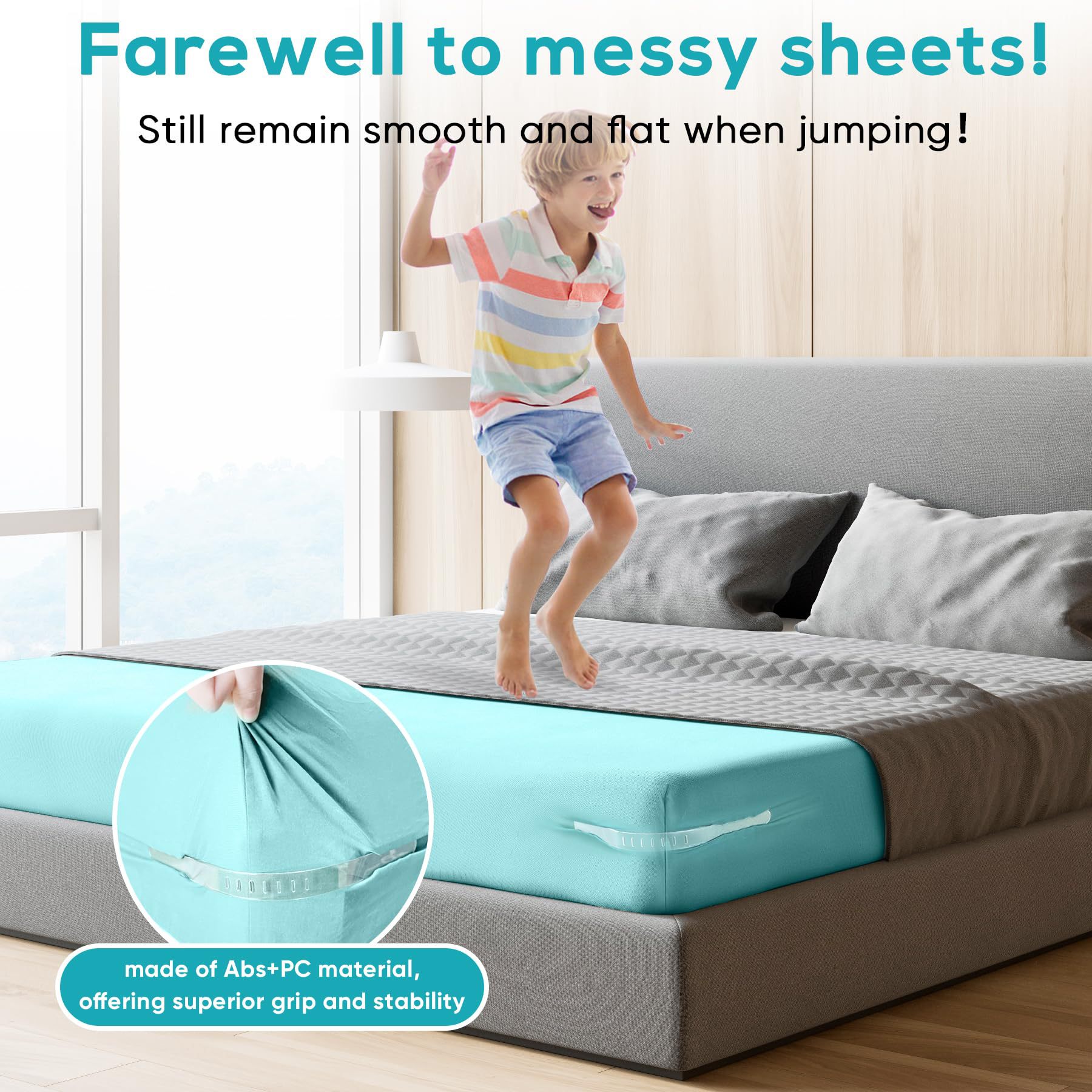 Invisible Sheet and Bed Cover Fastener Set of 4 White Keeps Sheets Tight Removable Storable — image 4