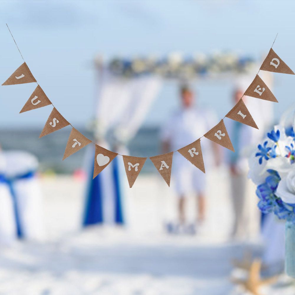 Burlap Triangle Banner Hanging Flags for Party Wedding Bridal Proposal Decoration 02 — image 3