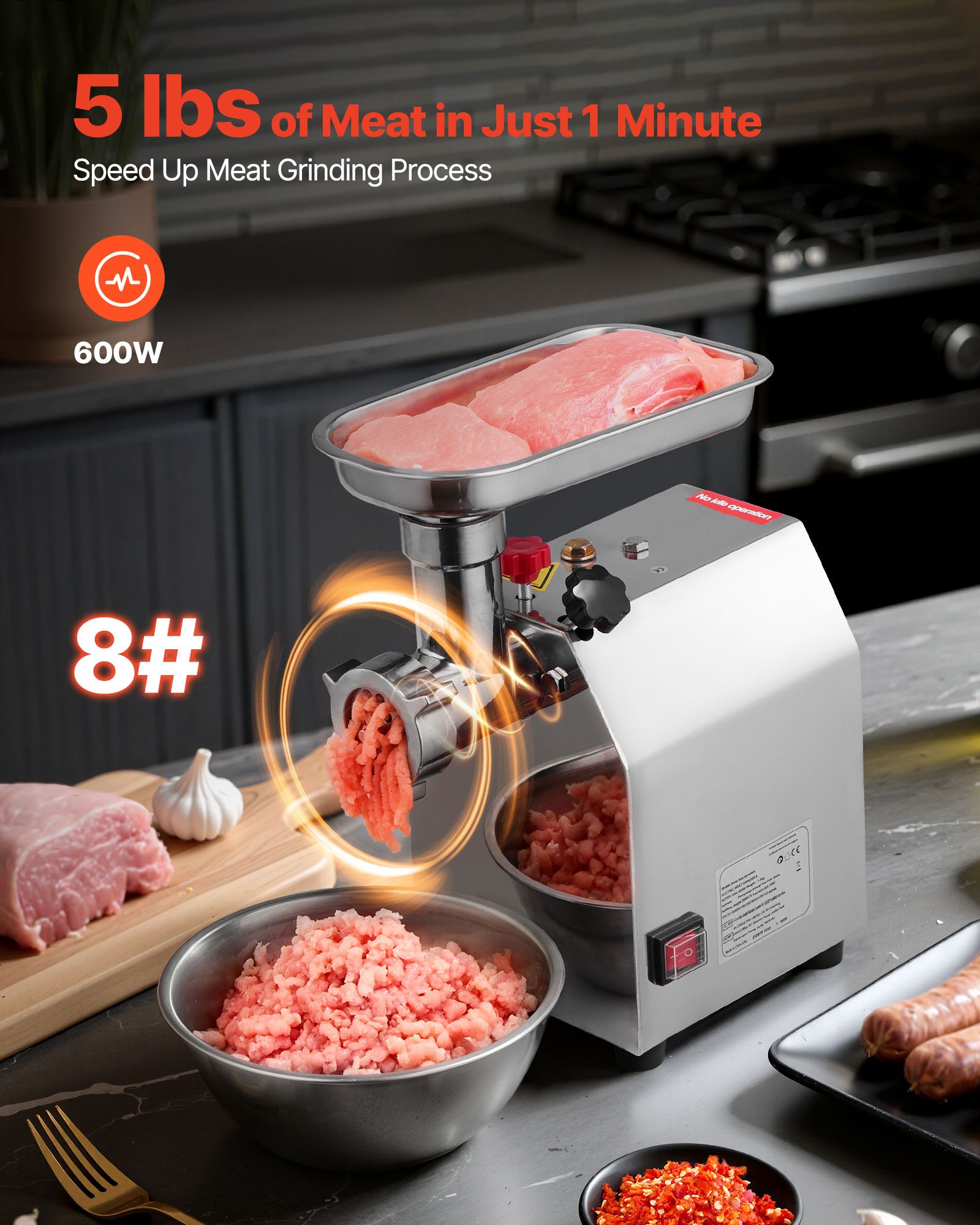 Commercial Electric Meat Grinder 4.5 Lbs/Min Sausage Stuffer Maker Kitchen โ image 2