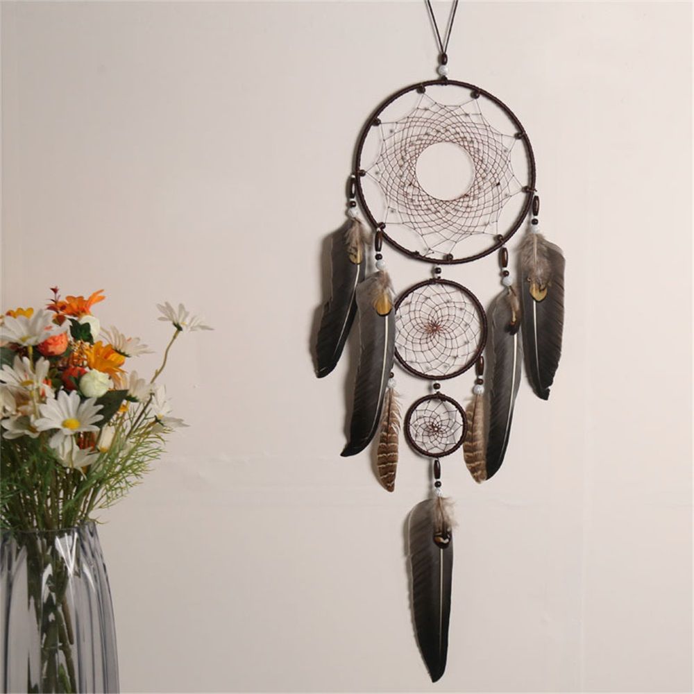 Brown Large Wall Decor Handmade Feather Wall Hanging Ornament for Bedroom Living Room Home Decor — image 2