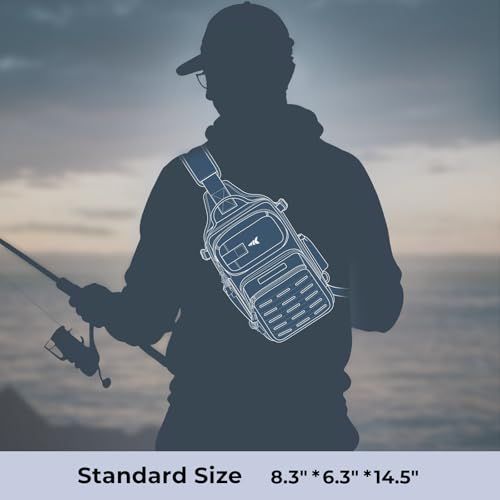 Fishing Sling Bag, Fishing Backpack with Rod Holder Fishing Bag Storge Fishing Gear, Molle System, Water-Resistant Material - Black Camo - Size 1P โ image 2
