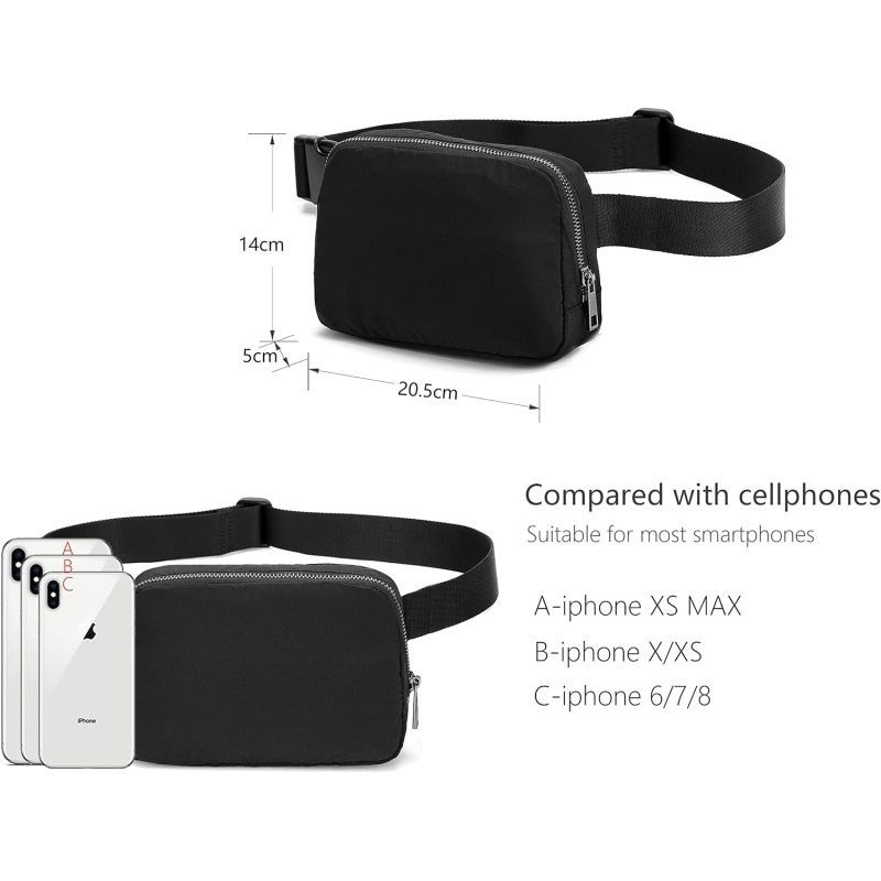 Belt Bag for Women Men Unisex Mini Belt Bag with Adjustable Strap Small Pack, good helper for you to traveling,Black