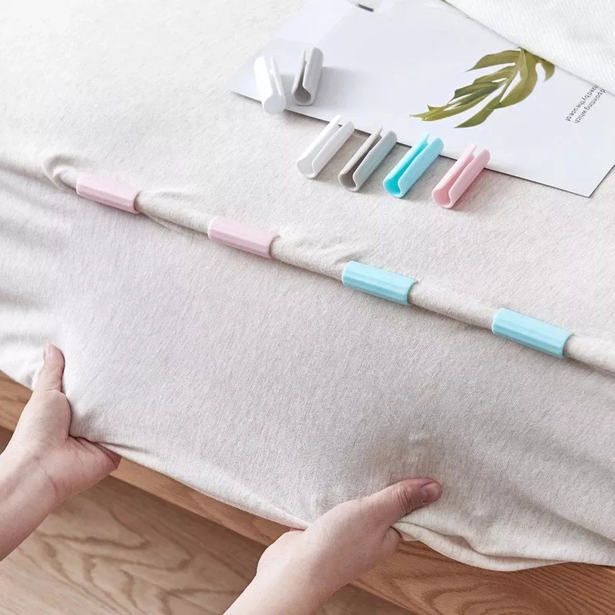 12-Pack Bed Sheet Clips, White Mattress and Duvet Fasteners for Securing Corners — image 4
