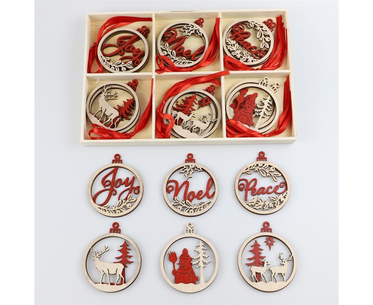 Hanging Wooden Elk Snow Christmas Pendants Ornament Xmas Tree Party Decoration-A — image 6
