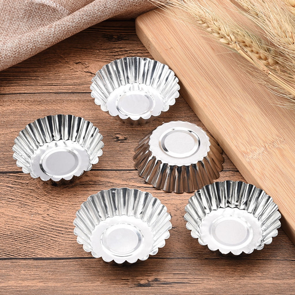 50Pcs Egg Tart Molds, Tart Pan, Mini Tart Tins, Aluminium Mini Tart Pans for Baking, Aluminum Cupcake, Cake Cookies Lined Molds Mould, Tin Baking Tool Hot — image 5