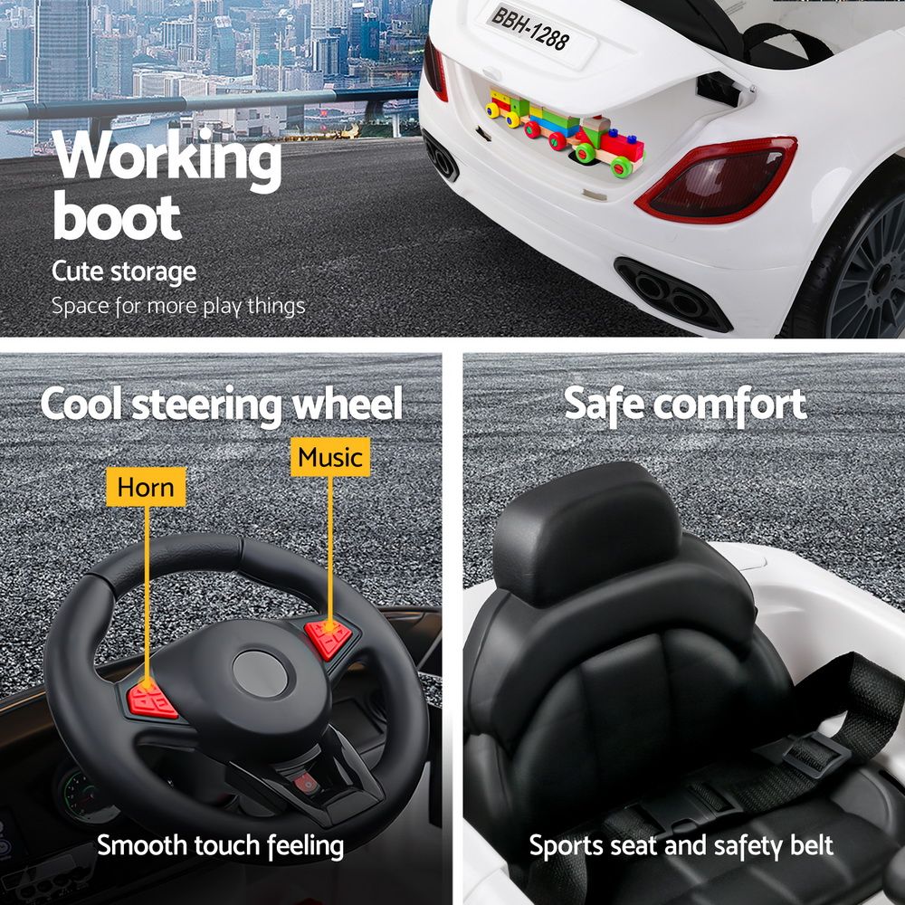 Rigo Kids Electric Ride On Car Cars Music Headlight Remote Control 12V White โ image 5