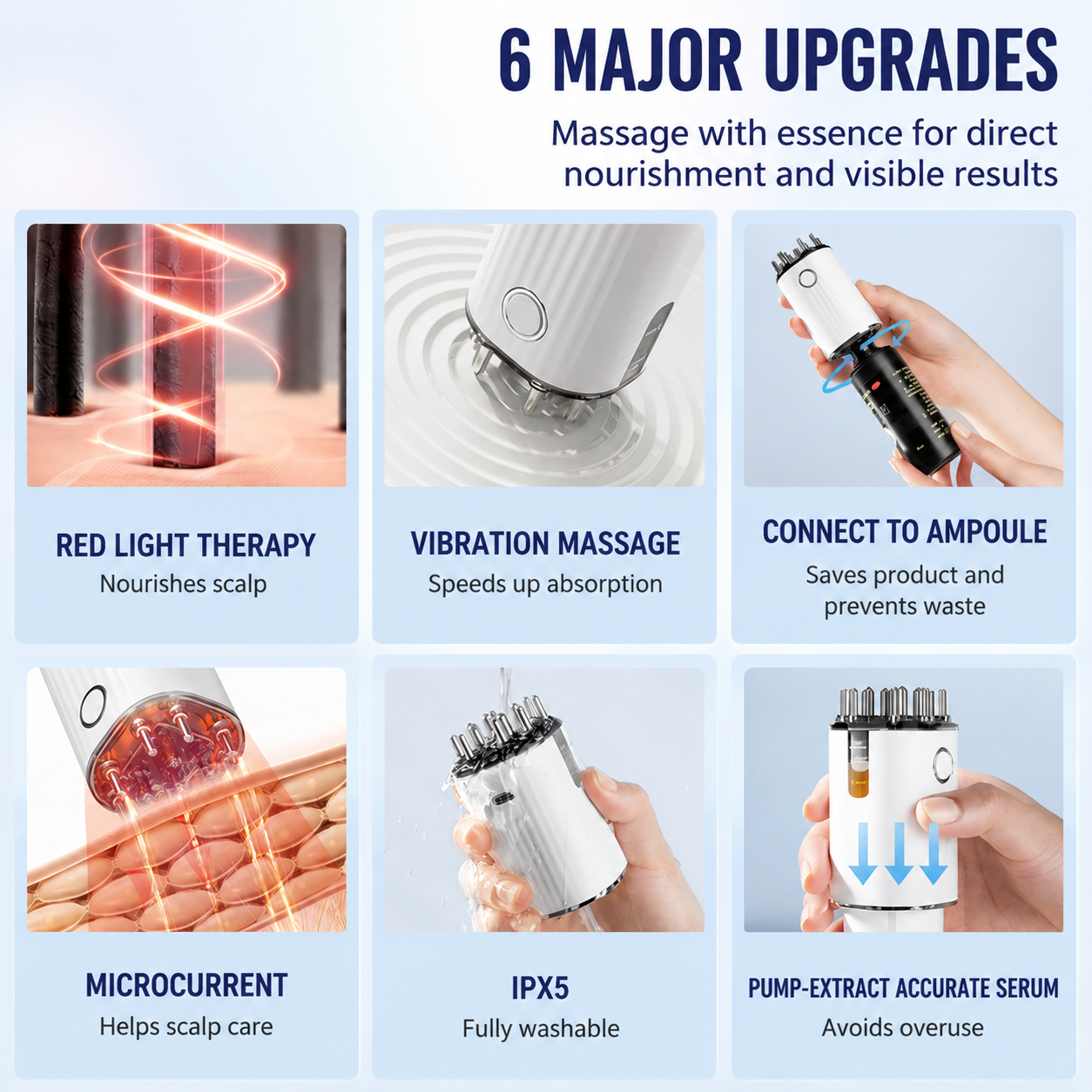 Red Light EMS Scalp Massager and Electric Hair Growth Comb with Microcurrent Vibration, 70ML Liquid Storage Bottle, LED Therapy and Precise Liquid Pump โ image 2