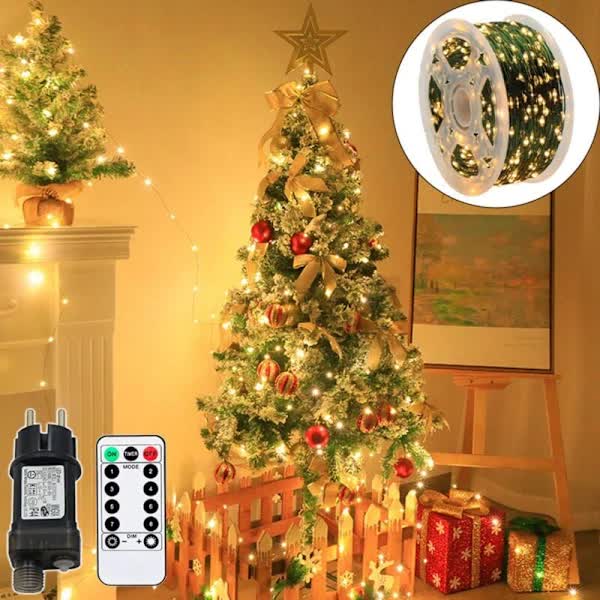 LED String Lights 50m Warm White 500 LEDs IP44 Waterproof Remote Control 8 Modes for Christmas Tree Outdoor Wedding Party Decoration — image 2