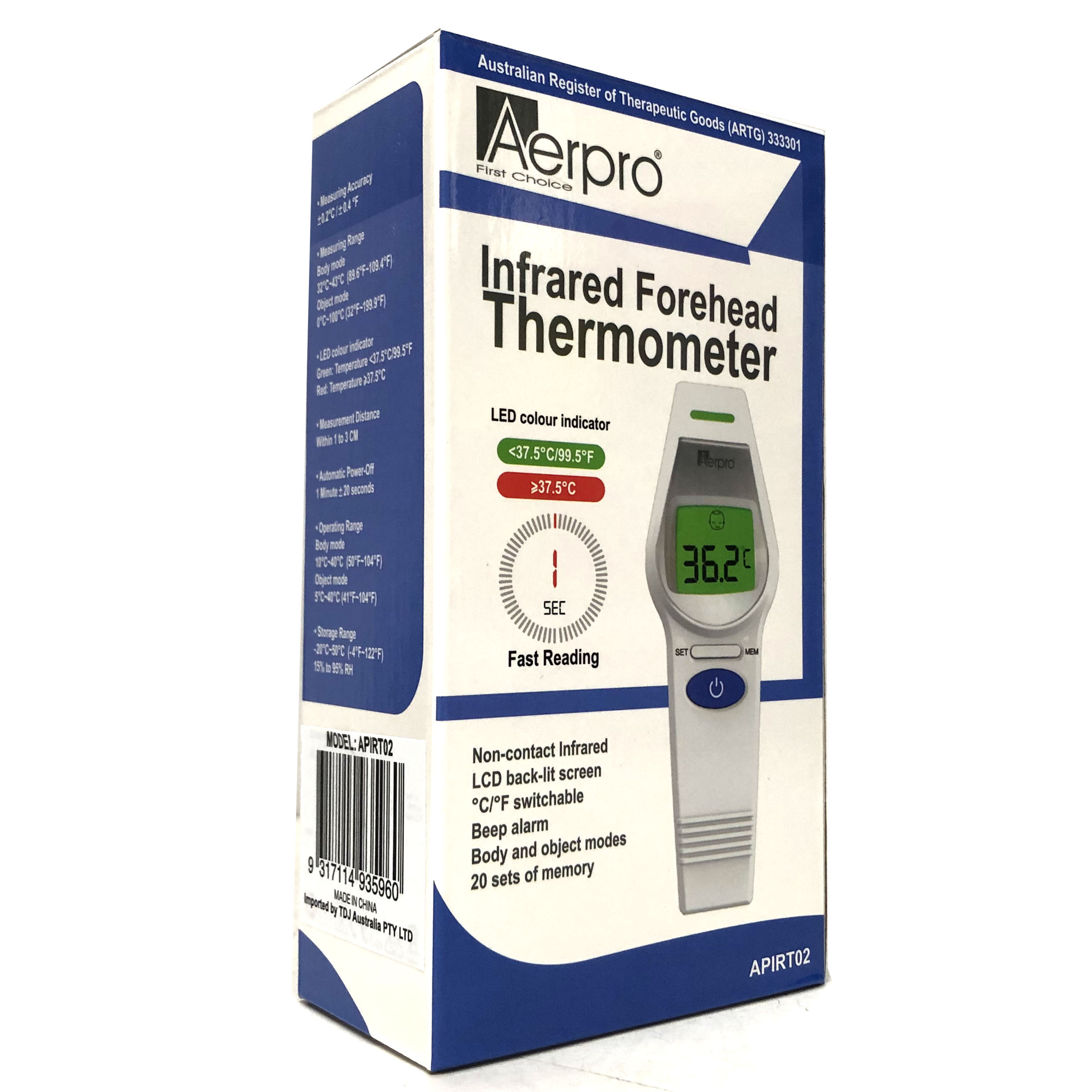 Aerpro Non Contact Infra Red Forehead & Body Thermometer Australian ARTG Registered — image 6