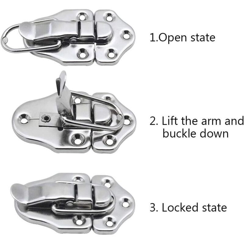 8 Toggle Clasp Latches Toggle Lock Lever Clasp For Jewelry Box Gift Boxes Toolbox Suitcase And Chest - Silver — image 4