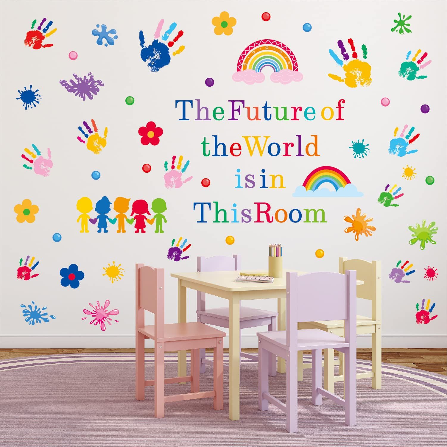 Kids Wall Decals Classroom Decals Colorful Inspirational Quotes Wall Stickers Motivational Sticker Splatter Handprint Wall Decals โ image 2