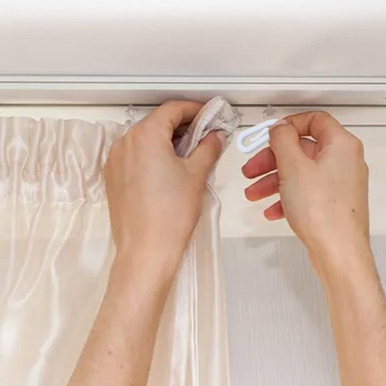 100 curtain hooks - G-shaped reinforced curtain hooks - White - For shower windows - Curtain accessories โ image 3